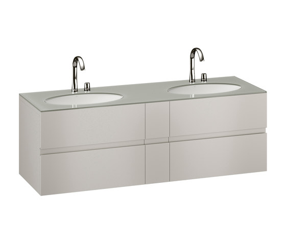 FURNITURE | 1800 mm Furniture with upper and lower drawer for two 670 mm under-counter washbasins. | Silver | Waschtischunterschränke | Armani Roca