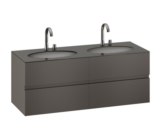 FURNITURE | 1550 mm Furniture with upper and lower drawer for two 670 mm under-counter washbasins. | Nero | Waschtischunterschränke | Armani Roca