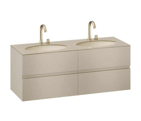 FURNITURE | 1550 mm Furniture with upper and lower drawer for two 670 mm under-counter washbasins. | Greige | Waschtischunterschränke | Armani Roca