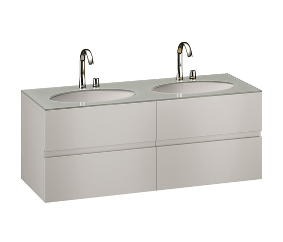 FURNITURE | 1550 mm Furniture with upper and lower drawer for two 670 mm under-counter washbasins. | Silver | Waschtischunterschränke | Armani Roca