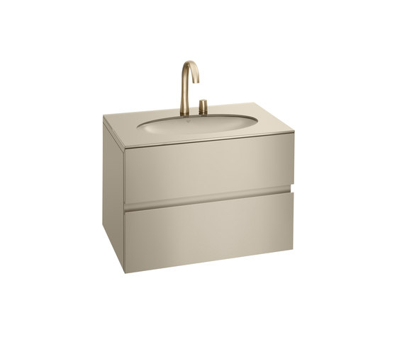 FURNITURE | 1200 mm Furniture with upper and lower drawer for single 670 mm under-counter washbasin | Greige | Waschtischunterschränke | Armani Roca