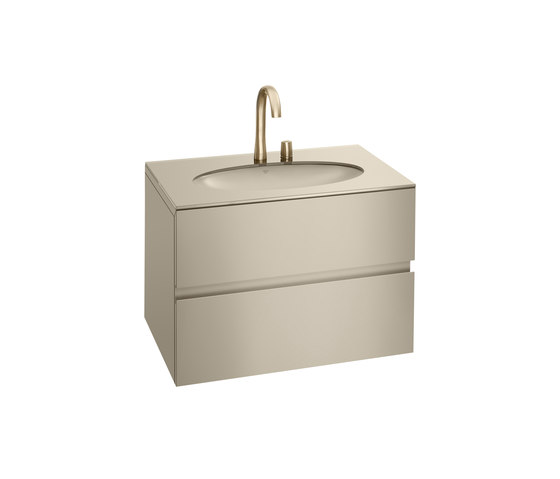 FURNITURE | 1000 mm Furniture with upper and lower drawer for single 670 mm under-counter washbasin | Greige | Waschtischunterschränke | Armani Roca