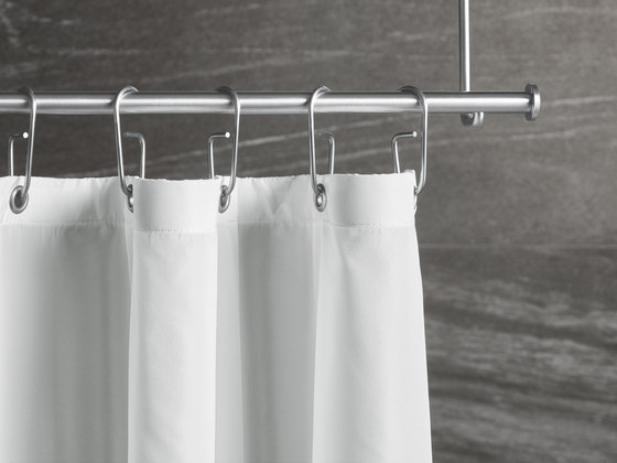 Rideau de douche textile LOLA 200 x 180 cm en blanc | Tringles à rideaux de douche | PHOS Design