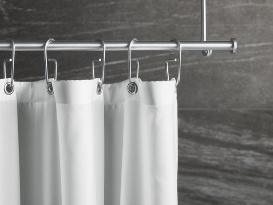 GUARDIAN - tenda da doccia in tessuto 200 cm x 180 cm, in bianco, in Trevira | Bastone tenda doccia | PHOS Design