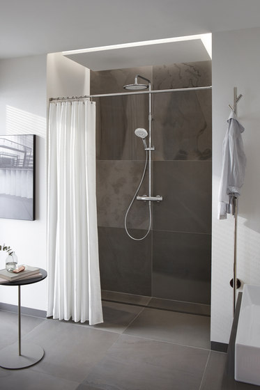 Straight shower curtain rail for niches made to measure 50 to 100 cm, Ø12 mm | Shower curtain rails | PHOS Design