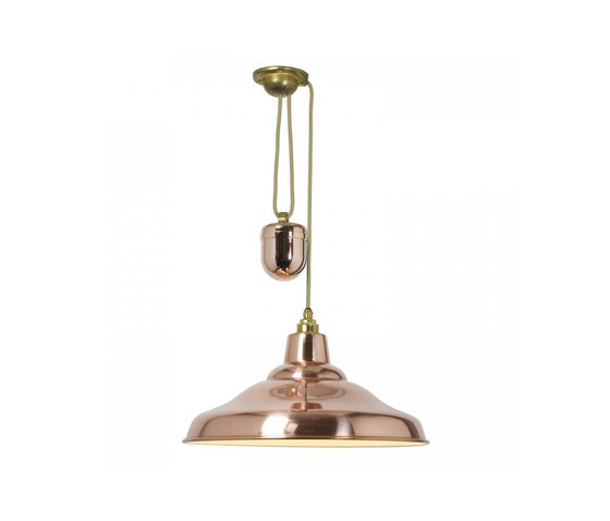 School Light Rise & Fall Polished Copper With White Interior | Suspended lights | Original BTC