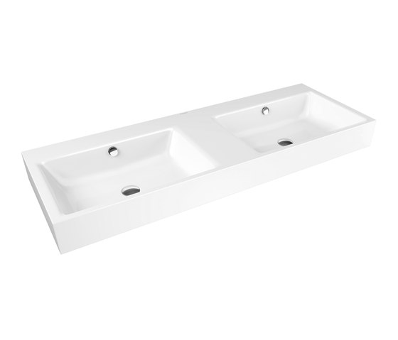 Puro wall-hung double washbasin (two depressions) alpine white | Lavabos | Kaldewei