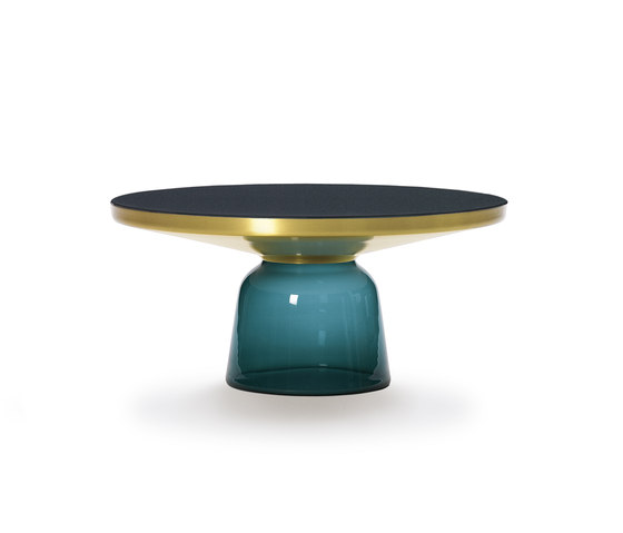 Bell Coffee Table brass-glass-blue | Mesas de centro | ClassiCon