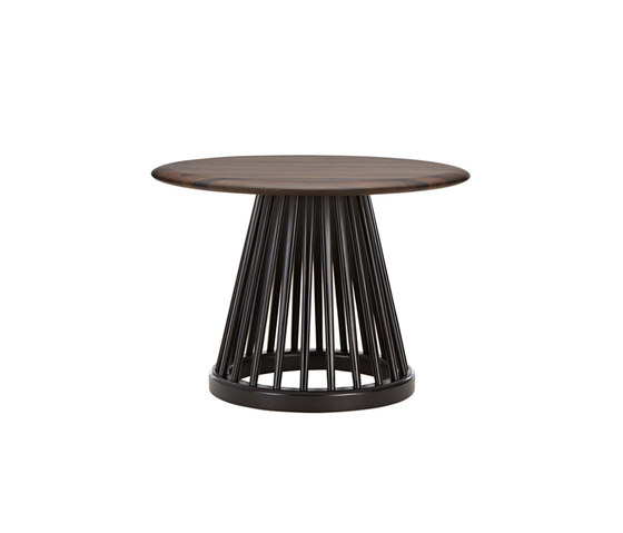 Fan Table Black Base Fumed Oak Top 600mm | Side tables | Tom Dixon