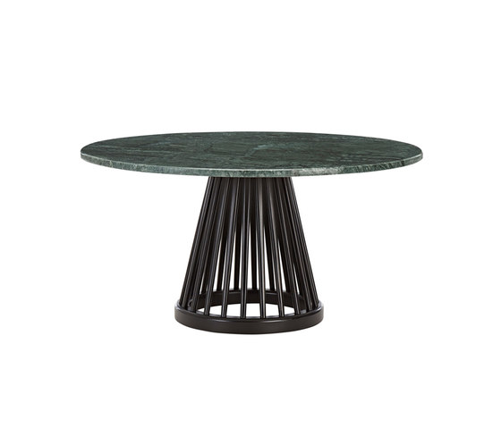 Fan Table Black Base Green Marble Top 900mm | Coffee tables | Tom Dixon