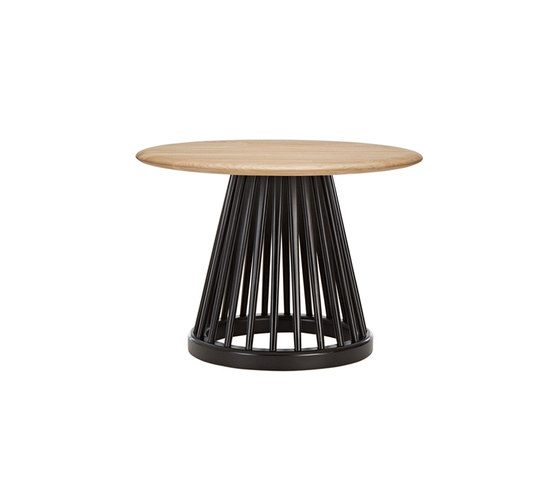 Fan Table Black Base Natural Oak Top 600mm | Side tables | Tom Dixon