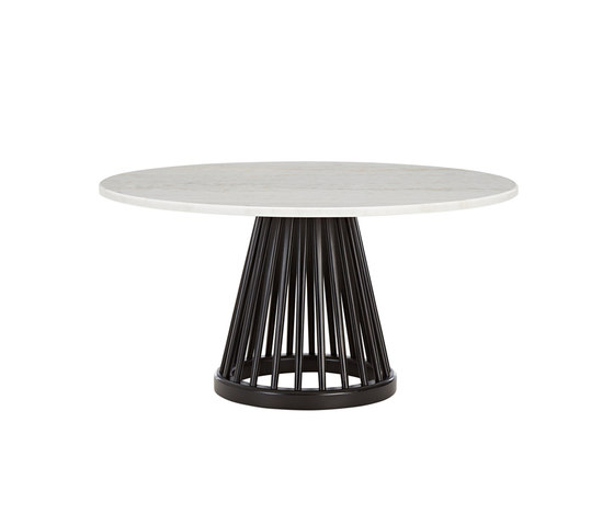 Fan Table Black Base White Marble Top 900mm | Coffee tables | Tom Dixon