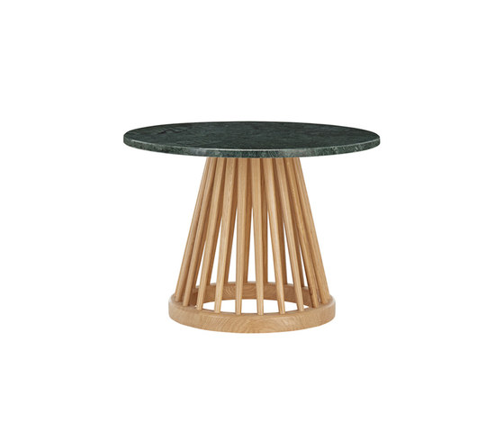 Fan Table Natural Base Green Marble Top 600mm | Tables d'appoint | Tom Dixon