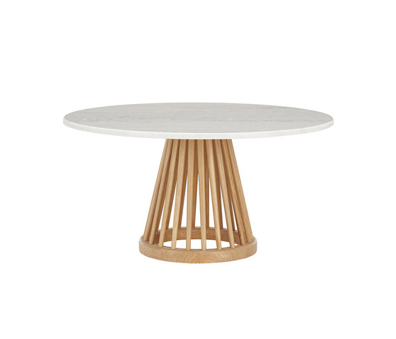 Fan Table Natural Base White Marble Top 900mm | Coffee tables | Tom Dixon