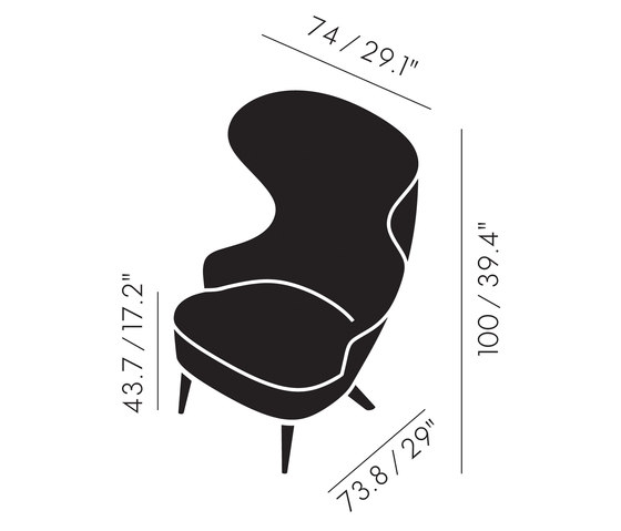 Micro Wingback Chair Black Leg Hallingdal 65 | Sillones | Tom Dixon