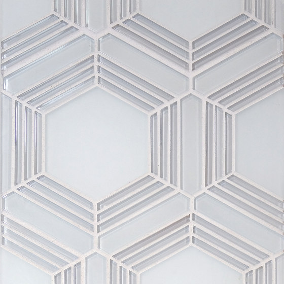 The Tile District | Plaza-Large Hex in Super White and Frosted Glass | Mosaici vetro | Tango Tile