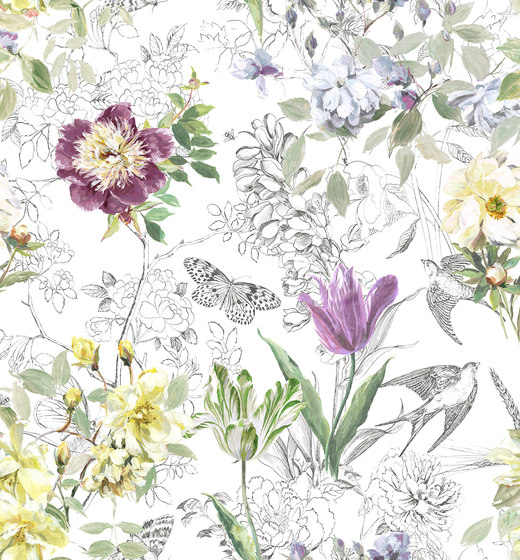 Jardin Des Plantes Fabrics | Sibylla - Amethyst | Tissus de décoration | Designers Guild