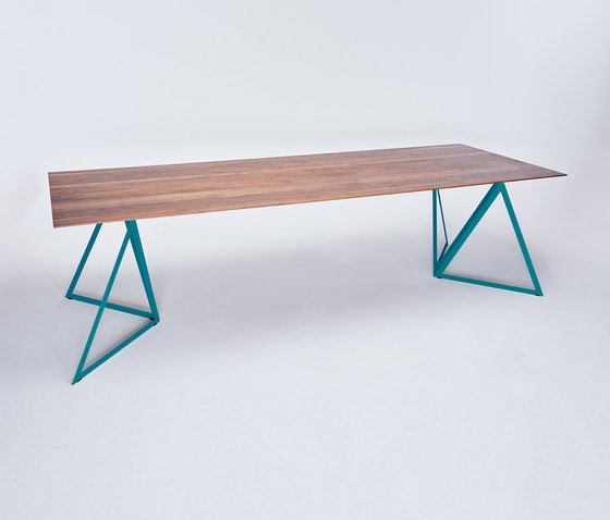 Steel Stand Table - ocean blue/ walnut | Dining tables | NEO/CRAFT