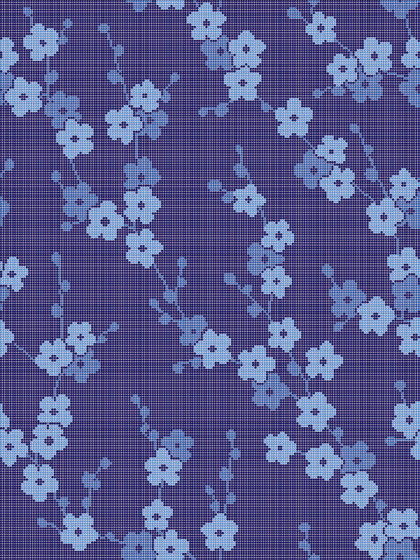 Decor Blooming | Cherry Blossom Blue 10x10 | Glas Mosaike | Mosaico+