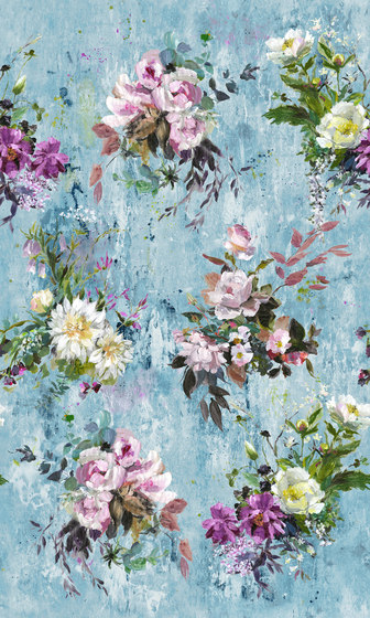 Jardin Des Plantes Wallpaper | Aubriet - Slate Blue | Drapery fabrics | Designers Guild