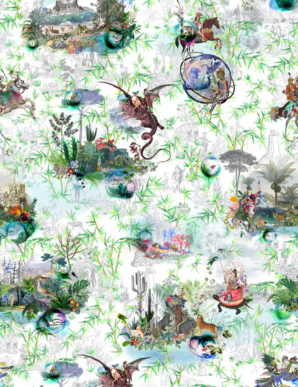 Au Thèâtre Ce Soir Wallpaper | Reveries – Vert Buis | Tessuti decorative | Designers Guild