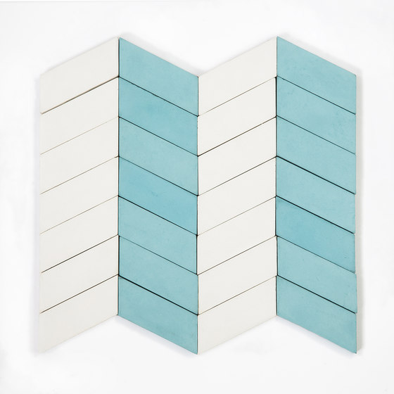 Long-Chevron-Parade-aqua-white | Concrete tiles | Granada Tile