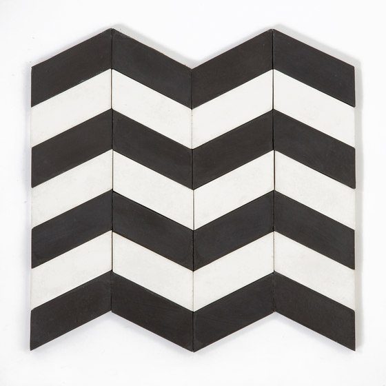 Long-Chevron-Waves-black-white | Concrete tiles | Granada Tile