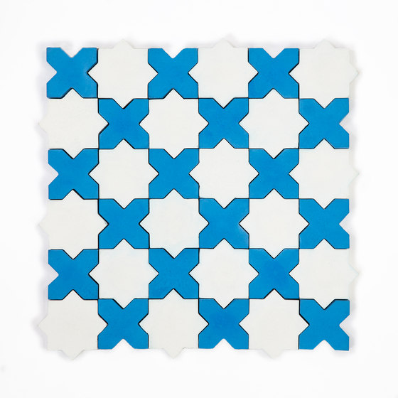 Star & Cross-WhiteBlue | Concrete tiles | Granada Tile