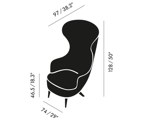 Wingback Chair Black Leg Elmosoft Leather | Armchairs | Tom Dixon