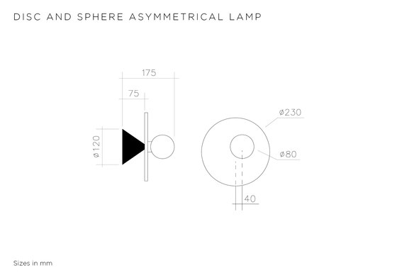 Disc and Sphere Wall Lamp asymmetric | Lampade parete | Atelier Areti