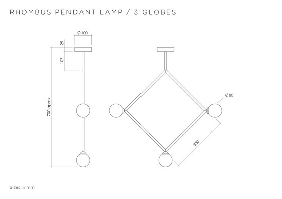 Rhombus Pendant Globes 03 | Suspended lights | Atelier Areti