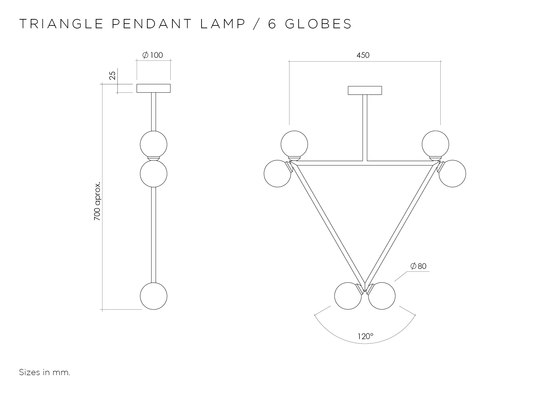 Triangle pendant globes 06 | Suspended lights | Atelier Areti
