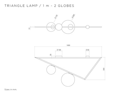 Triangle 1m 2 Globes | Lampade parete | Atelier Areti