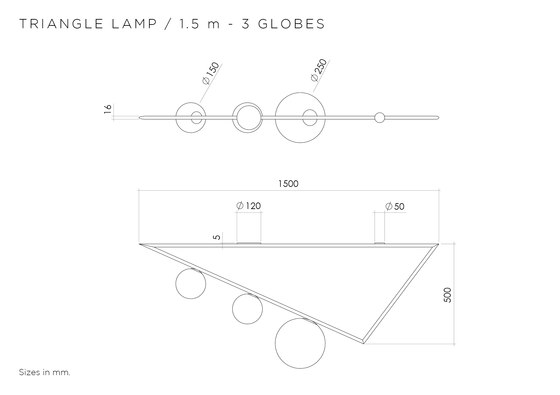 Triangle 1.5m 3 Globes | Lámparas de pared | Atelier Areti
