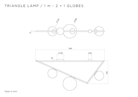 Triangle 1m 2+1 Globes | Lámparas de pared | Atelier Areti