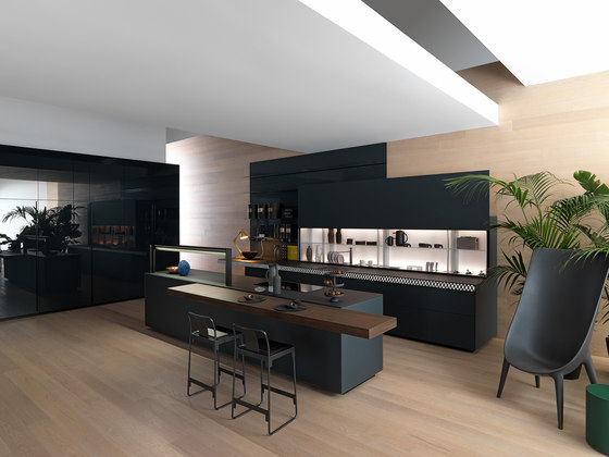 Genius Loci | In Matt Slate Glass with V-Motion | Fitted kitchens | Valcucine