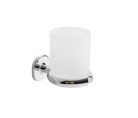 Ellepi Wall-mounted tumbler holder with satined glass tumbler | Toothbrush holders | Inda