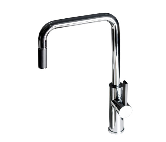 Lab-One | Single Hole Kitchen Sink Mixer With Pull-Out Spout With Black Handle | Kitchen taps | BAGNODESIGN