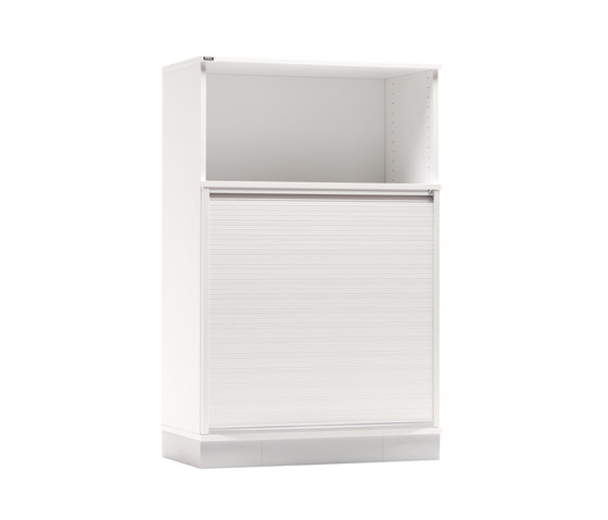 Tendo | roll-front cabinet + upper shelf unit | Aparadores | Isku