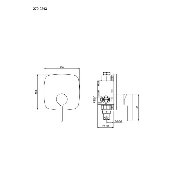 270 2243 Fertigmontageset für Brause-Einhebelmischbatterie | Badewannenarmaturen | Steinberg