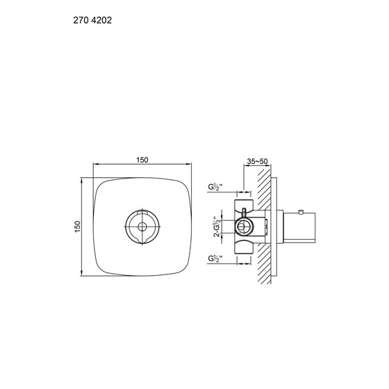 270 4202 Finish set for concealed thermostatic mixer | Grifería para duchas | Steinberg