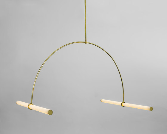 Tube pendant No. 1 - LED light, ceiling, natural brass finish | Pendelleuchten | Naama Hofman Light Objects