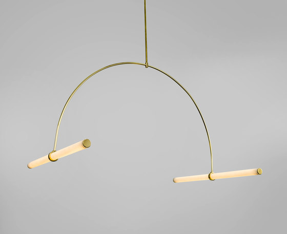 Tube pendant No. 1 - LED light, ceiling, natural brass finish | Suspended lights | Naama Hofman Light Objects