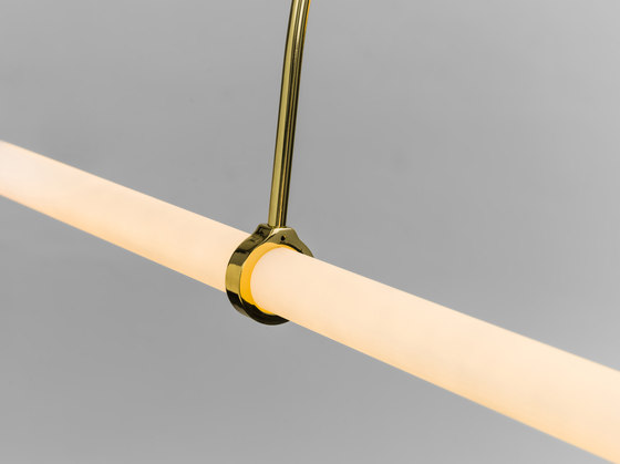 Tube pendant No. 1 - LED light, ceiling, natural brass finish | Suspensions | Naama Hofman Light Objects