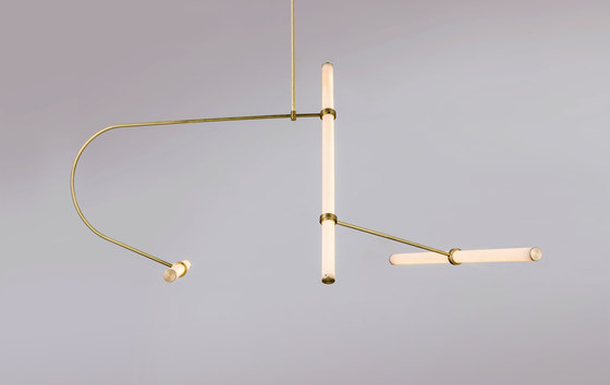 Tube pendant No. 2 - LED light, ceiling, natural brass finish | Suspended lights | Naama Hofman Light Objects
