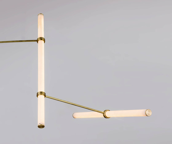 Tube pendant No. 2 - LED light, ceiling, natural brass finish | Pendelleuchten | Naama Hofman Light Objects