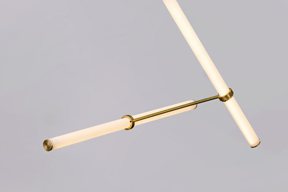 Tube pendant No. 2 - LED light, ceiling, natural brass finish | Lampade sospensione | Naama Hofman Light Objects
