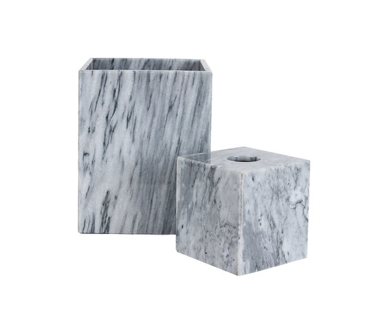 Marble Waste Bin & Tissue Box - Grey | Bad Abfallbehälter | Pfeifer Studio