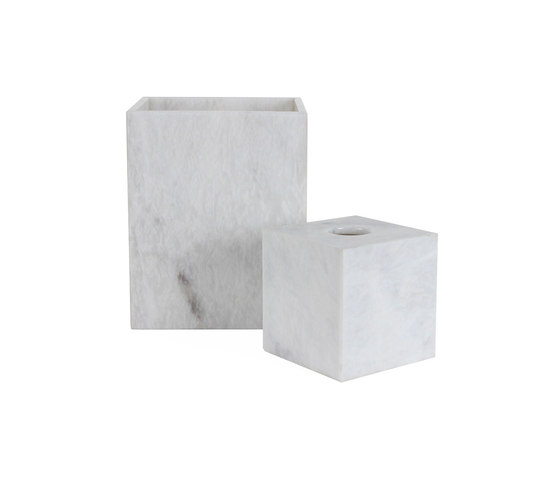 Marble Waste Bin & Tissue Box - White | Poubelles de salle de bain | Pfeifer Studio
