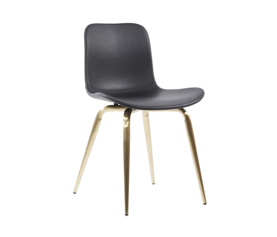 Langue Avantgarde Dining Chair, Brass / Premium Leather Black 41599 | Chairs | NORR11
